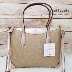 Kate Spade Lola Joeley Shimmy Glitter Lola Satchel Crossbody Rose Gold